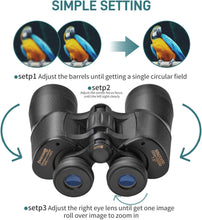 Load image into Gallery viewer, Binoculars 20x50 for Adults,Waterproof/Professional Binoculars Durable &amp; Clear BAK4 Prism FMC Lens,Suitable for Outdoor Sports, Concert and Bird Watching