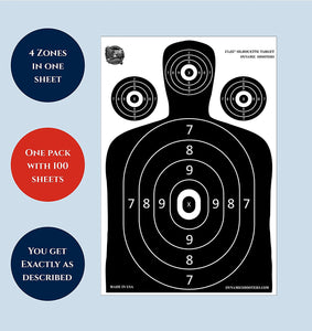 Dynamic Shooters Paper Shooting Targets - Made in USA Large Range Silhouette