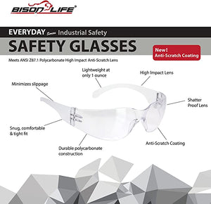 Safety Glasses - Scratch Resistant Eyewear, Polycarbonate Impact Resistant Lens