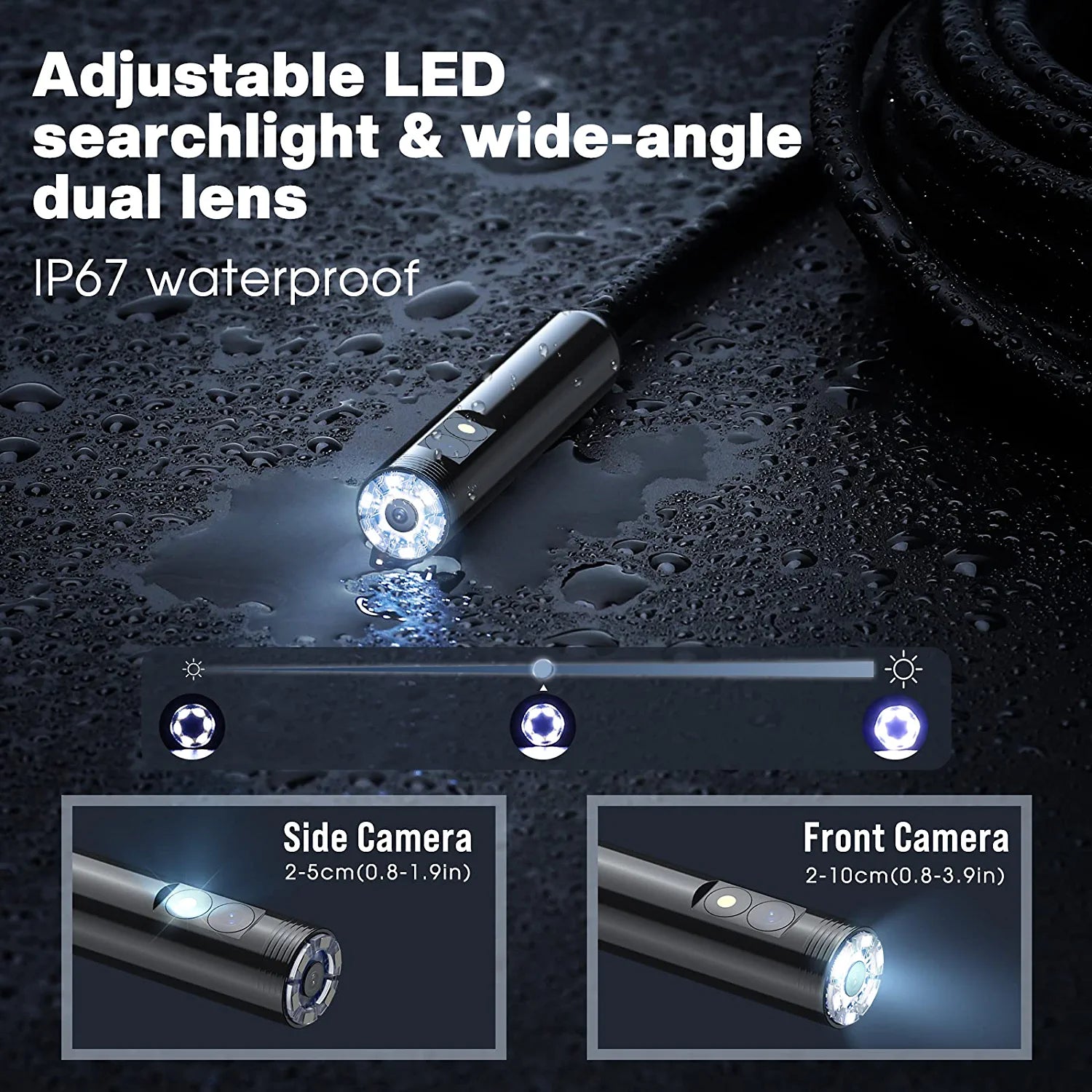 Wireless Endoscope, 6 LED Lights Borescope Camera, 7.9mm 3 in 1